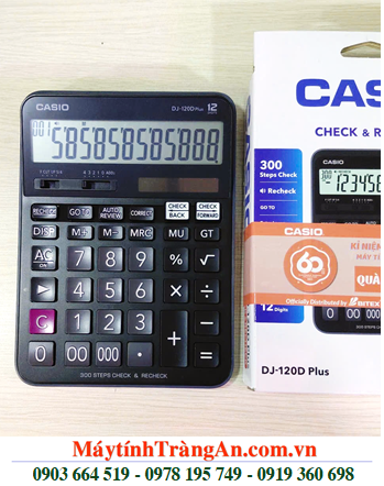 Casio DJ-120D Plus, Máy tính tiền Casio DJ-120D PLUS loại 12 số Digits, 300 phép che1ck, Bảo hành 7 năm | CÒN HÀNG